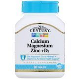 Кальцій Магній Цинк + Д3, Cal Mag Zinc + D3, 21st Century, 90 таблеток 1586343384 фото