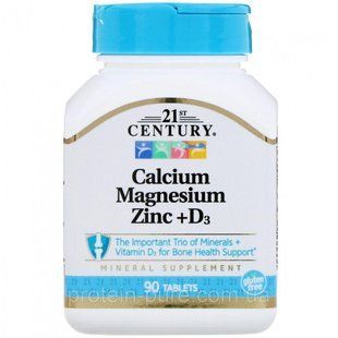 Кальций Магний Цинк + Д3, Cal Mag Zinc + D3, 21st Century, 90 таблеток 1586343384 фото